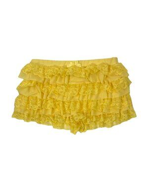 Yellow Lace Ruffle Micro Mini Skirt Coquette Fairycore Y2K Sz XXS Layered Whimsy